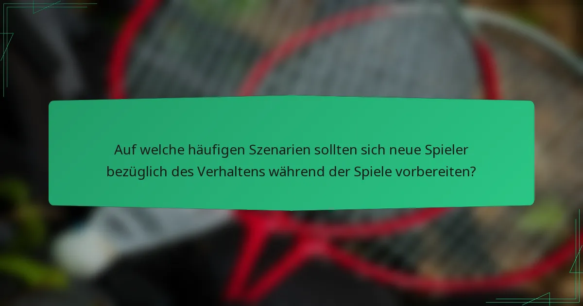 Auf welche häufigen Szenarien sollten sich neue Spieler bezüglich des Verhaltens während der Spiele vorbereiten?