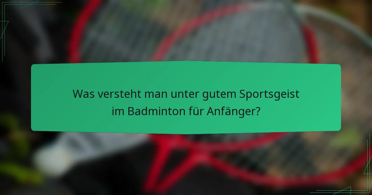 Was versteht man unter gutem Sportsgeist im Badminton für Anfänger?