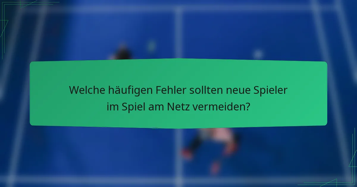 Welche häufigen Fehler sollten neue Spieler im Spiel am Netz vermeiden?