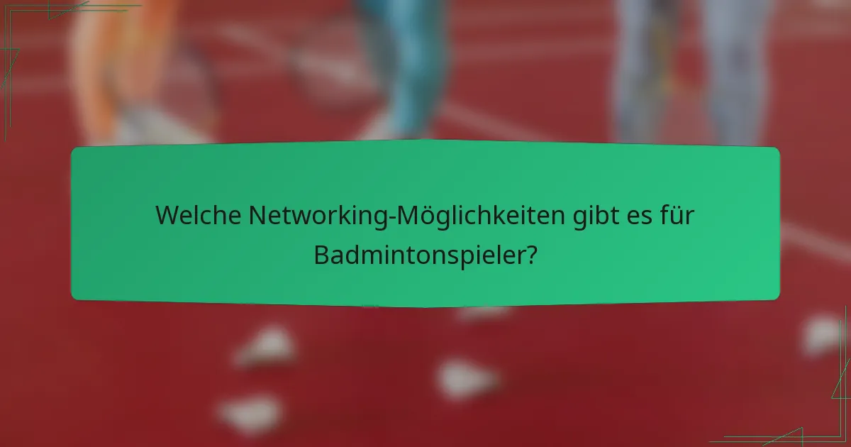 Welche Networking-Möglichkeiten gibt es für Badmintonspieler?