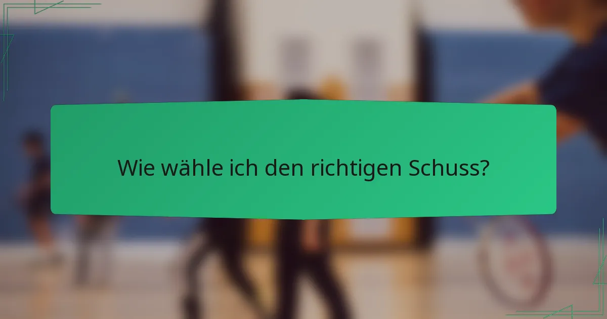 Wie wähle ich den richtigen Schuss?